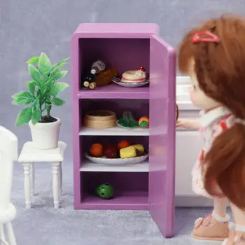 Новинка, Кухонная сцена, Однодверный холодильник, деревянный кукольный домик, холодильник, Кукольный домик, модель холодильника, игрушка для игр