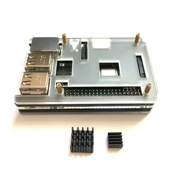 Акриловый корпус Raspberry Pi 3 черного и прозрачного цвета, корпус в виде коробки + 2 шт. алюминиевый радиатор для Raspberry Pi 3B +