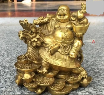 Чистая медь Улыбающийся Будда Юаньбао Майтрейя гостиная кабинет украшение рабочего стола ремесло