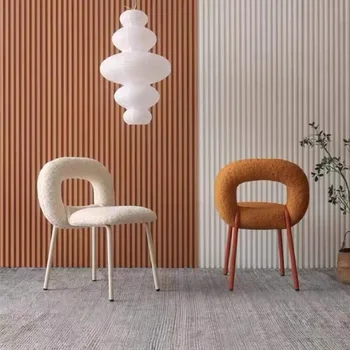 Стул для пончиков Nordic Home Косметический стул для интернет-знаменитостей, туалетный табурет в стиле Ins из овечьей шерсти, обеденный стул со спинкой