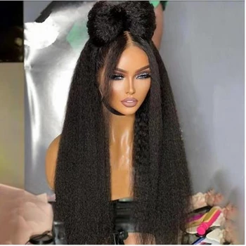 26-Дюймовый Парик с прямыми волосами цвета Яки плотностью 180% для женщин с натуральной линией роста волос с волосами младенца в африканском стиле