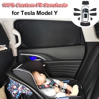 Автомобильный Солнцезащитный Козырек УФ-Защита Для Tesla Модель Y 2023 2022 Солнцезащитный Козырек На Лобовое Стекло Крышка Переднего Заднего Бокового Окна Защита От Солнца Глухое Затенение