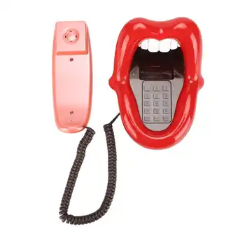 Стационарный Телефон В Форме Большого Языка Милый Большой Красный Язычковый Проводной Телефон Настольный Стационарный Телефон для Украшения Дома и Офиса