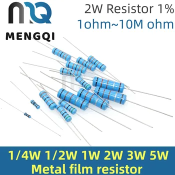 MQ 20шт 2 Вт Металлический пленочный резистор 1% 1R ~ 1 М 2.2R 4.7R 10R 22R 47R 100R 220R 470R 1K 10K 100K 2.2 4.7 22 47 100 220 470 ом