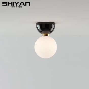 Современный минималистичный молочный круглый стеклянный шар, светодиодный потолочный светильник для коридора, гостиной, кухонного декора, потолочный светильник