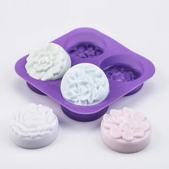 Силиконовая форма для мыла с цветочным узором, четыре отверстия, Гортензия, Форма для мыла ручной работы, Ароматическая форма, Формы для мыловарения, формы из смолы и глины.