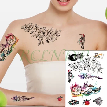 Водонепроницаемая временная татуировка наклейка цветок этнические украшения перо мультяшные татуировки для девочек Поддельная татуировка Флэш Тату для детей Женщин мужчин