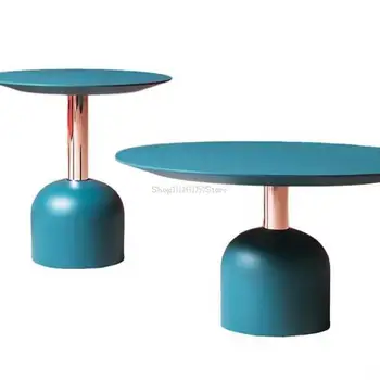 Изготовленный на заказ креативный скандинавский чайный столик из армированного стекловолокном пластика металлического цвета, журнальный столик, Винтажный круглый журнальный столик, угловой столик