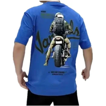 Мужская футболка, футболка в американском ретро стиле, мотоциклетная футболка с коротким рукавом, мужской повседневный топ, мужская одежда G0014