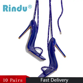 Женские босоножки на каблуках Rindu Сексуальная женская обувь на высоком каблуке со стразами Современное летнее модное вечернее платье Оптом R035