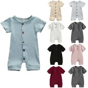 Хлопчатобумажная одежда для новорожденных мальчиков и девочек, трикотажный комбинезон с коротким рукавом, комбинезон, боди, цельная одежда, солнцезащитный костюм