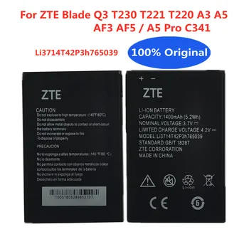 Оригинальный Аккумулятор Телефона LI3714T42P3H765039 Для ZTE Blade Q3 T230 T221 T220 A3 A5 AF3 AF5 A5 Pro Заменить Емкость Аккумулятора 1400 мАч