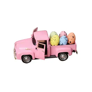 Розовая Пасхальная машинка с 5 яйцами, цветной декор, прочный реквизит, Винтажный Праздничный Портативный для вечеринки, Весна-лето, Окно, дом, улица