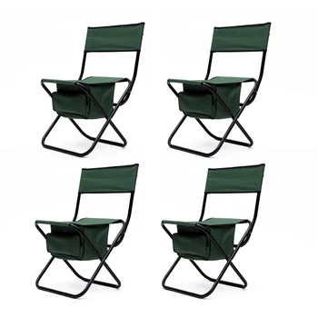 Складной уличный стул из 4 предметов с сумкой для хранения, переносной стул для кемпинга в помещении, на открытом воздухе, пикников и рыбалки, зеленый