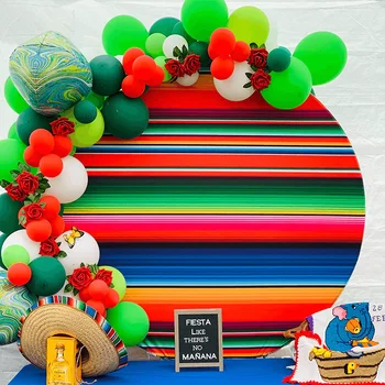 Круглый фон с двусторонней печатью на тему Мексиканской Фиесты для оформления вечеринки