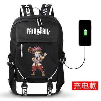 Мультяшная школьная сумка через плечо Аниме Fairy Tail Косплей Рюкзак Teentage USB Дорожные сумки для ноутбука Подарок