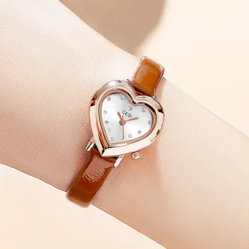 Новые женские часы с циферблатом в форме любви, люксовый бренд, оригинальные водонепроницаемые кожаные кварцевые женские часы, подарок для подруги