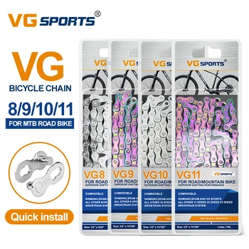 Велосипедная цепь VG Sports MTB 8 9 10 11 Speed Velocidade 8s 9s 10s 11s Цепи для горных Шоссейных велосипедов Часть 116 Звеньев