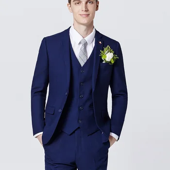 Свадебный мужской костюм в деловом стиле, мужской костюм Casamento, 3 шт. (пиджак + жилет + брюки) Terno Masculino, приталенный мужской костюм