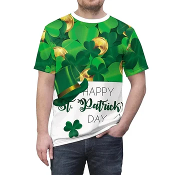 Новая модная Мужская Зеленая футболка 2023 года В Ирландском стиле С 3D Принтом, Летний Топ С Круглым вырезом И Коротким рукавом, Уличный Повседневный Комфортный Пуловер 6XL