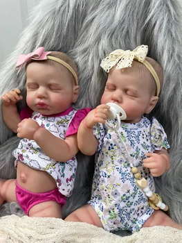 20-дюймовая кукла Reborn LouLou Twins, моющаяся винилом для всего тела, Новорожденный Reborn Sleeping, гибкий 3D тон кожи с видимыми венами, кукла