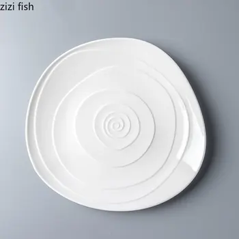 Керамическая Обеденная тарелка с 8-дюймовой нерегулярной резьбой, Мелкая тарелка, Ресторанные Дим-Самы, Стейковые Тарелки, Десертное Блюдо, Креативная Посуда