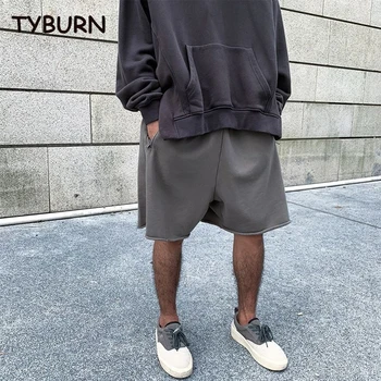 TYBURN Новые модные мужские шорты из чистого хлопка спортивного серого цвета, летние комфортные шорты для хай-стрит