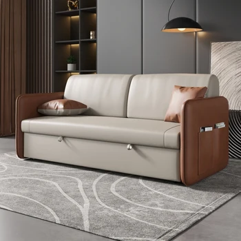 Современный американский диван-кровать-с USB-разъемом-бежево-коричневый