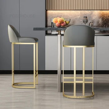 Роскошные домашние креативные золотые барные стулья для кухонной мебели Nordic High Bar Chair Leisure Leather Back гостиничные барные стулья U