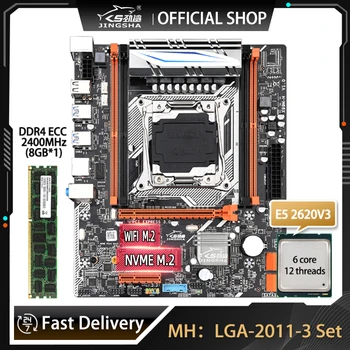 Материнская плата JINGSHA M-H LGA2011-3 В комплекте с Xeon E5 2620 V3 и 1 шт. оперативной памяти DDR4 8 ГБ 2400 МГц ECC REG С поддержкой Wi-Fi M.2 ДО 128 Г