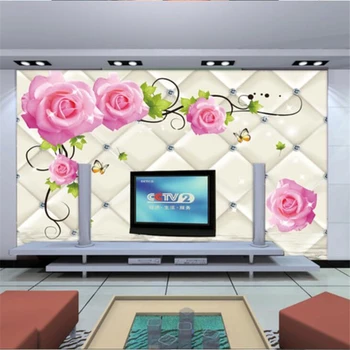 Обои на заказ beibehang 3d фотообои роскошная розовая мягкая сумка с ромбовидным рисунком на диване, фрески в гостиной, обои papel de parede