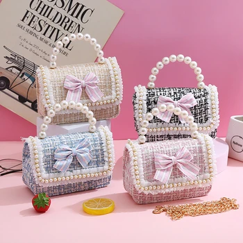 2023 Новая сумка принцессы через плечо для девочек с милым бантом, детские льняные кошельки и сумочки, подарок для детской мини-вечеринки