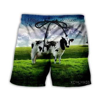 Повседневная одежда с 3D принтом забавной коровы, Новые модные мужские и женские шорты, большие размеры S-7XL