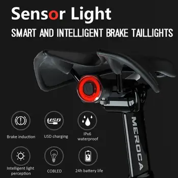 Велосипедный умный задний фонарь для установки на велосипедное седло Подседельный штырь USB Зарядка IPX6 Водонепроницаемый датчик велосипеда Задний фонарь Аксессуары для велоспорта
