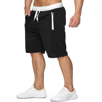 Новая мужская толстовка, шорты, топ для тренировок в тренажерном зале, карманы на молнии, Банджи-шнур и пляжные летние укороченные брюки для взрослых