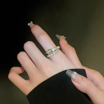 DREJEW, Змеевидное Двухслойное кольцо в китайском стиле для девочек, Модные женские украшения из кубического оксида Циркония, Обручальные кольца