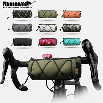 Сумка для велосипедного руля Rhinowalk, сумка для велосипедной передней трубки, эластичная лента, многоцелевая велосипедная рама, сумка-цилиндр, сумка через плечо, 2,4 л