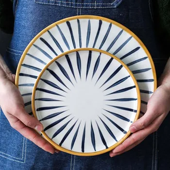 Керамическая тарелка в японском стиле, набор посуды для домашнего творчества