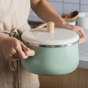 Фарфоровый эмалированный молочник, кастрюля для приготовления супа в скандинавском стиле с антипригарным покрытием и крышкой, Индукционная плита, газовая плита, Подходящая посуда
