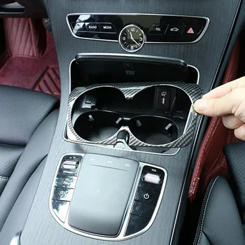 Цвет Углеродного Волокна Центральная Консоль Автомобиля Держатель Стакана Воды Рамка Украшения Наклейка Для Mercedes Benz C Class W205 GLC X253