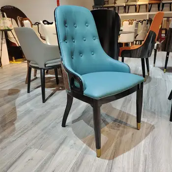 Итальянский легкий Роскошный обеденный стул из цельного дерева Модный Креативный стол для домашнего ресторана и спинка стула из кожи