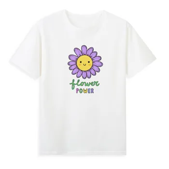 Фиолетовая красивая футболка с подсолнухом, Оригинальная брендовая одежда, летняя футболка с коротким рукавом, футболка оверсайз A0165