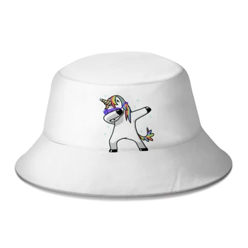 Кавайные Рыбацкие шляпы с единорогом Унисекс, крутые зимние шляпы-ведра, подарок от солнца на берегу моря