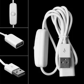 1 шт. USB-кабель белого цвета длиной 2 м от мужчины к женщине с переключателем включения/выключения удлинителя кабеля для USB-лампы, USB-вентилятора, линии электропередачи.