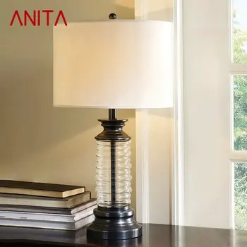 ANITA Современная Стеклянная Настольная Лампа LED Nordic Vintage Креативная Простая Настольная Лампа с Затемнением для Дома Гостиной Спальни Кабинета