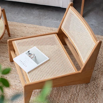 Плетеные из ротанга стулья для гостиной, скандинавская мебель для дома, креативный стул со спинкой из массива дерева, Современное кресло для отдыха на балконе
