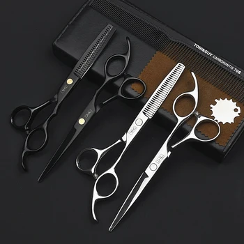 Япония 440C Ножницы для волос 6-Дюймовый Набор Ножниц Для волос Парикмахерская Стрижка Гребень Набор Истончающие Парикмахерские Профессиональные Ножницы
