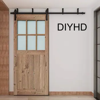 DIYHD 6,6-футовый прямой роликовый деревянный шкаф для сарая, фурнитура для раздвижных дверей, комплект для потолочного крепления