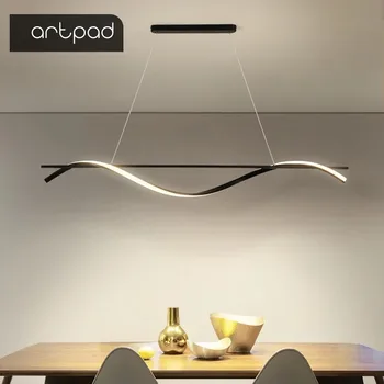 Горизонтальная люстра Artpad Led Современный подвесной светильник для кухни, столовой, гостиной, бара, домашнего декора, Современный Черный светильник