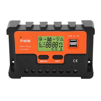 PWM Солнечный Контроллер заряда 12V/24V PWM Солнечный Контроллер Защита телевизоров От света 10A Режим Запуска нагрузки от 28AWG до 10AWG ЖК-дисплей